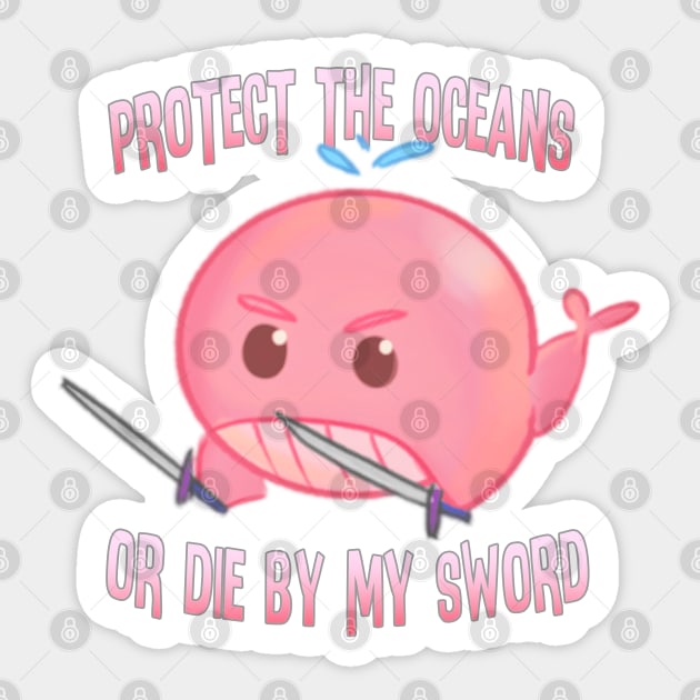 Dual Wielding Pink Whale Of Ocean Conservation Sticker by goblinbabe